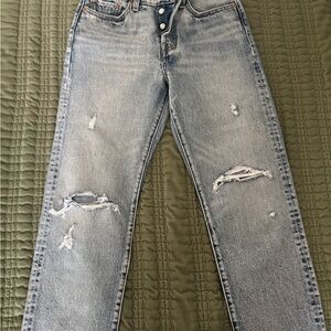 Levi's Blue Straight Jeans with Vintage Distressing